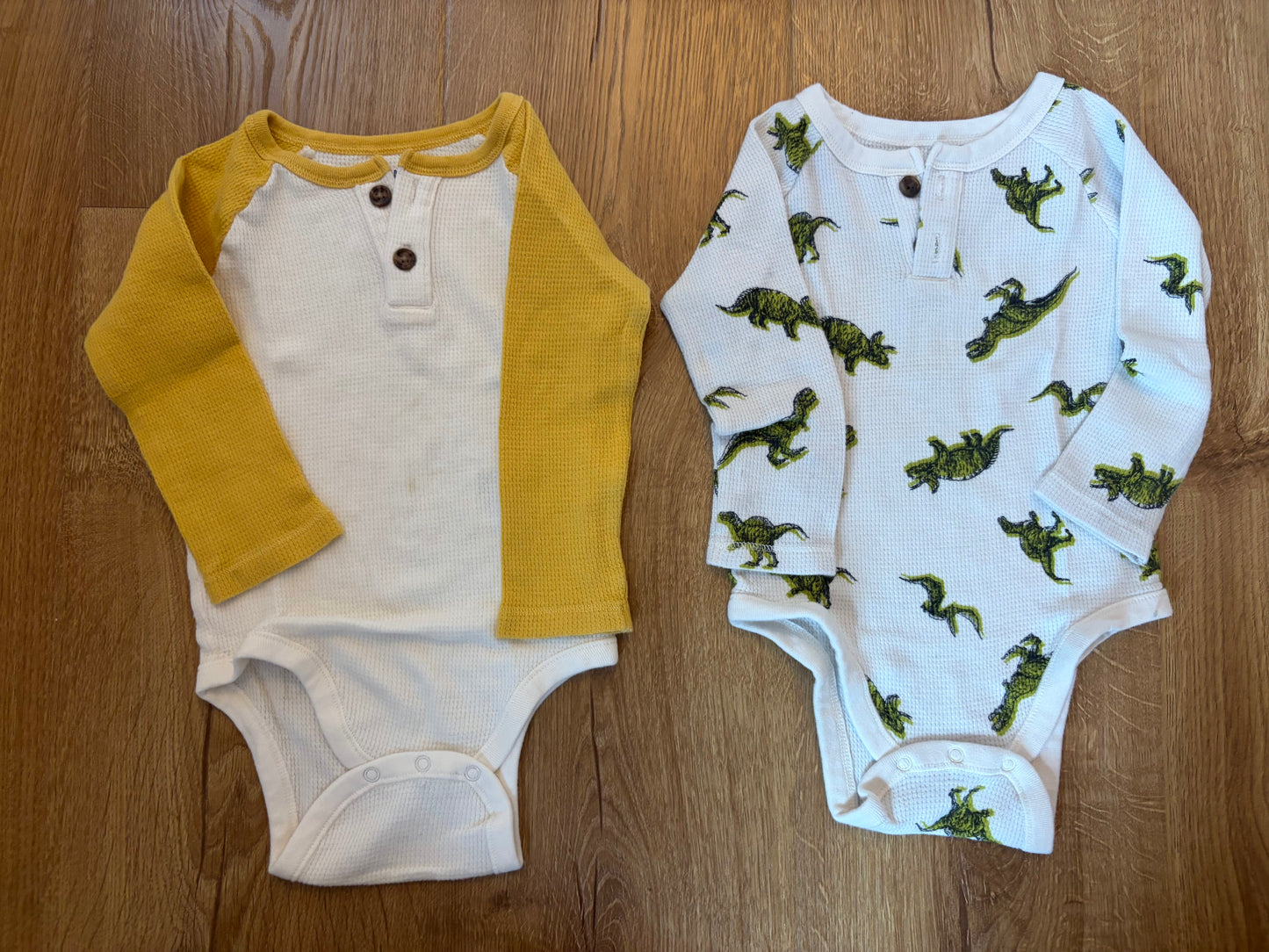 #6 - Old Navy Boys Waffle Long-Sleeved Onesies - 12-18 months