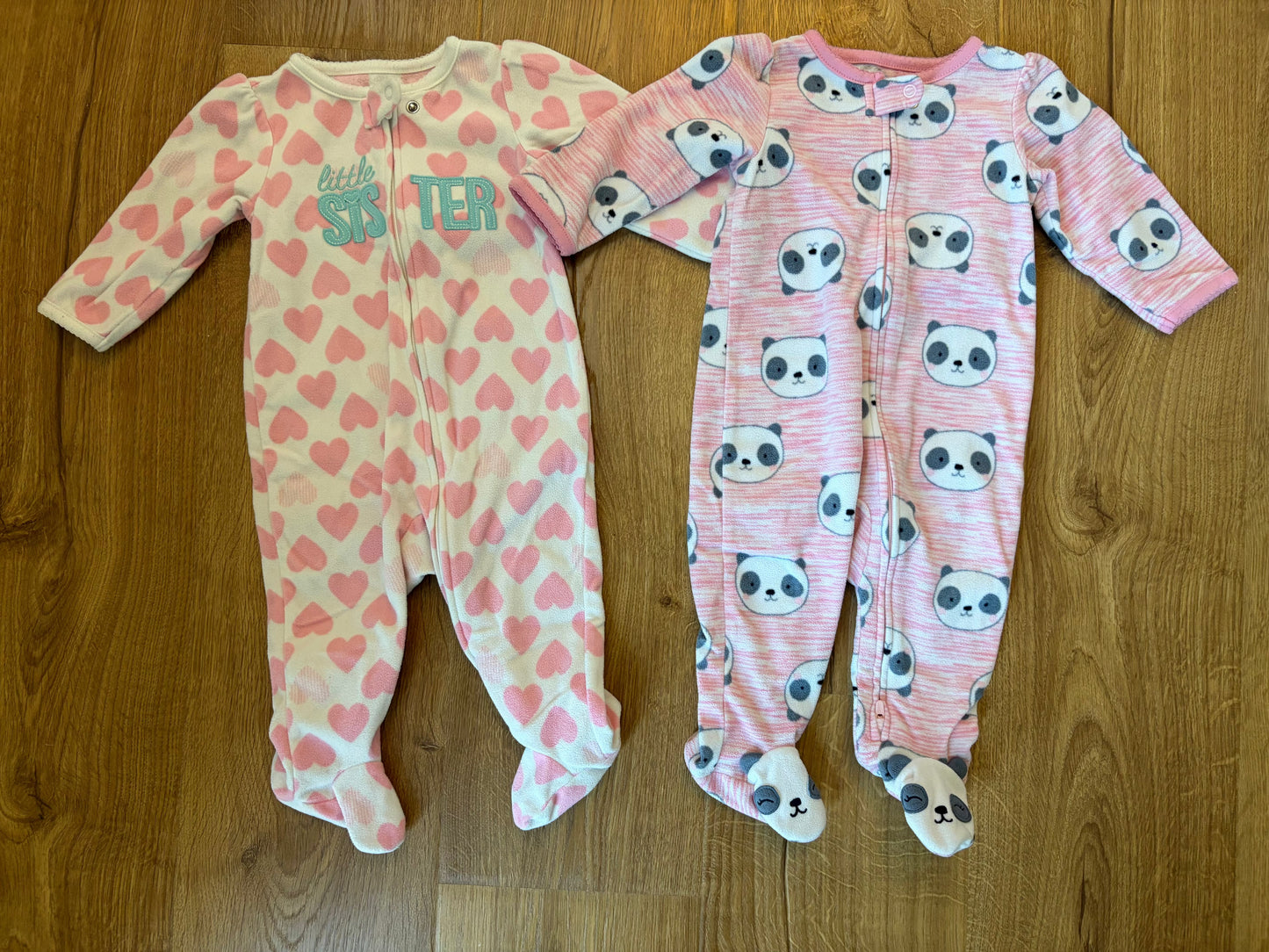 #6 - Carters Girls Fleece Footed PJs - 3-6 months