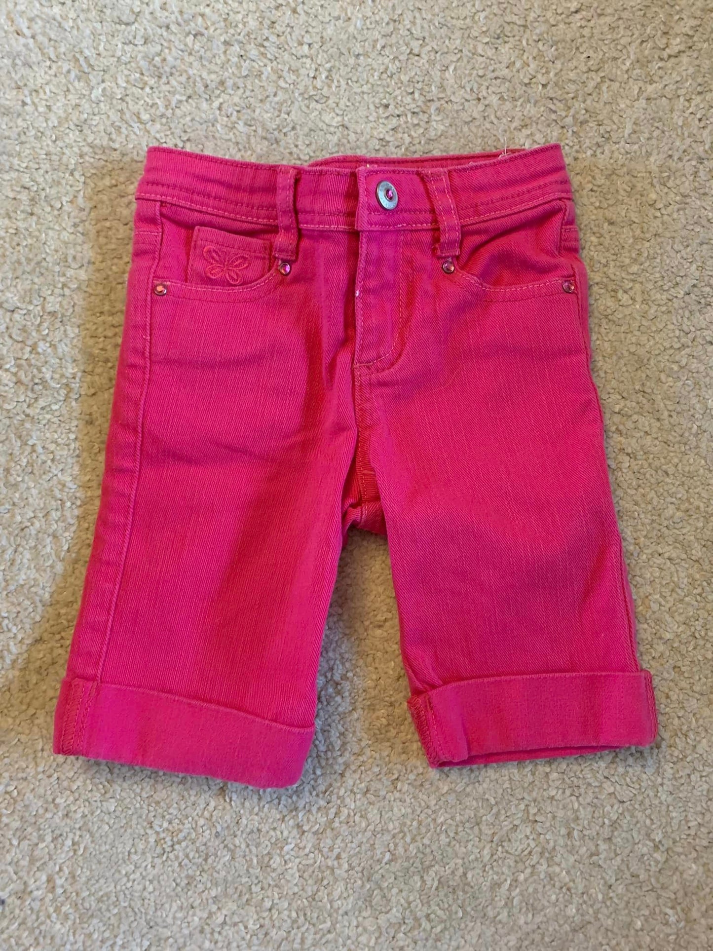 4T Girls Pink Denim Pants (capris)