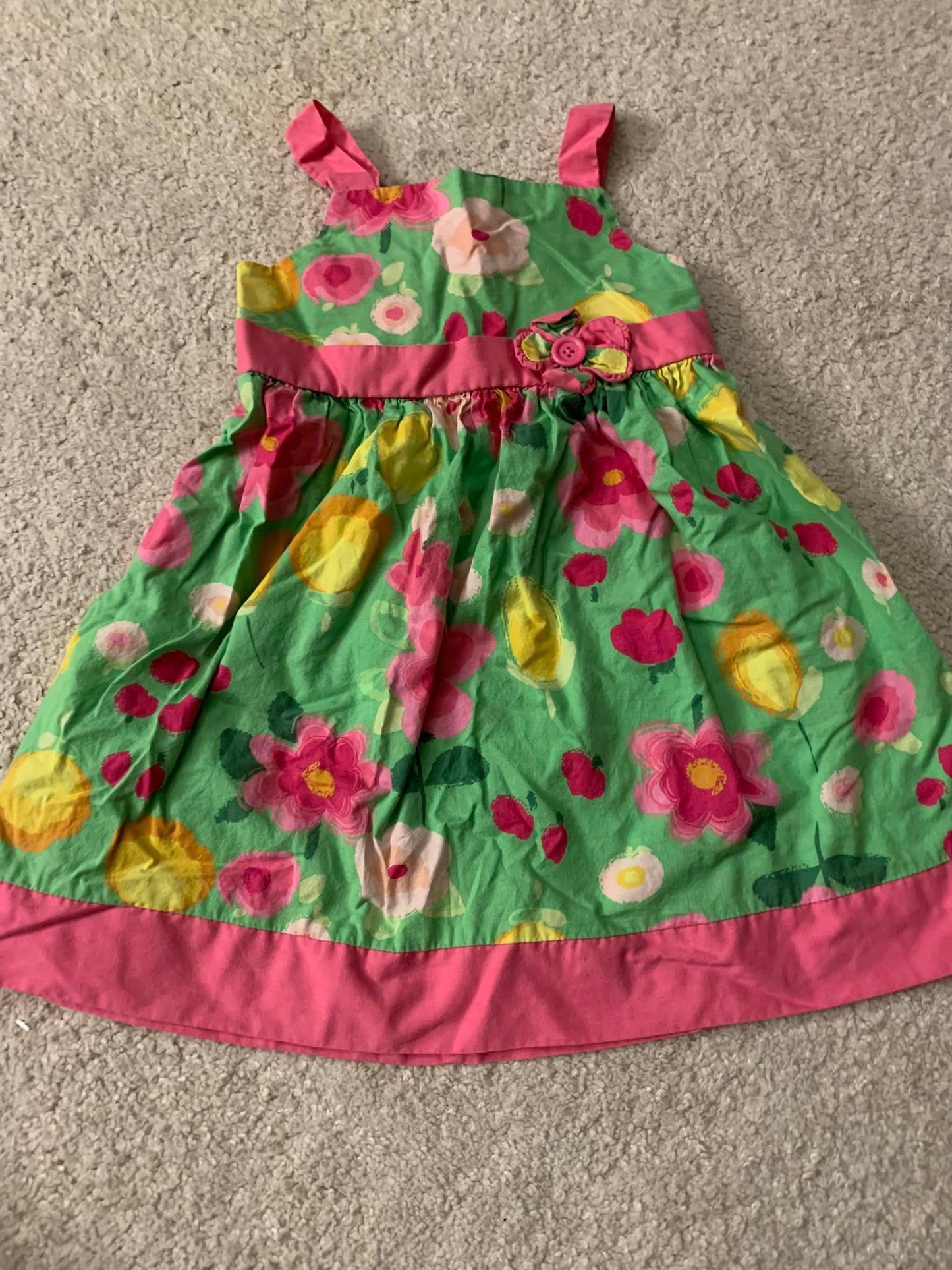4T Girls Floral Dress with Ribbon Ties