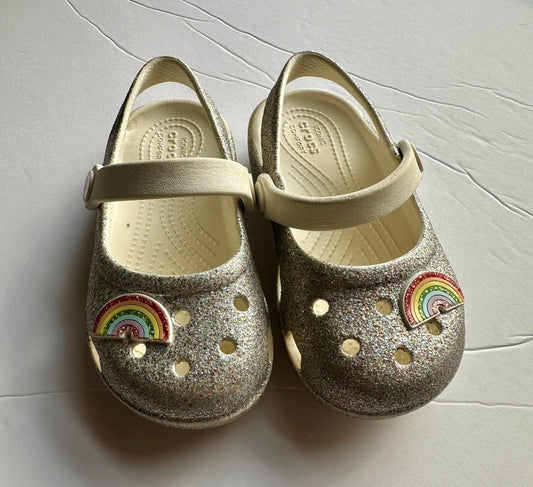 #162 Crocs Sparkle Rainbow shoes size 9