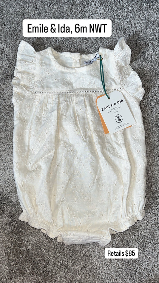 Seller #34 - Emile et Ida 6 month NWT Cream/off white bubble romper