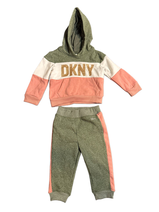 #28 REDUCED NWOT DKNY Baby Girl Hooded Sweater Jogger Set Size 12M