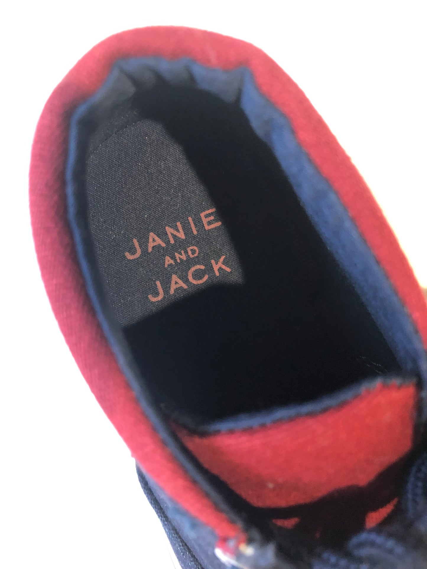 Size 9 boys janie jack navy blue shoes. Worn once. Like new