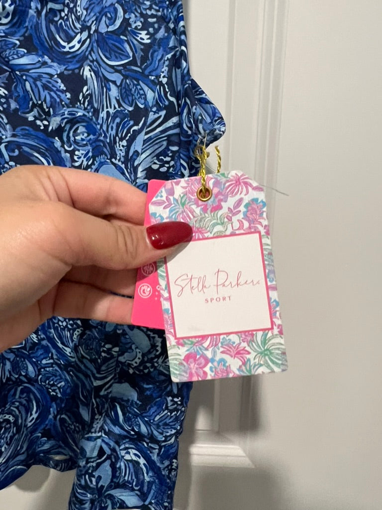 Seller #76 - Stella Parker Sport Sleeveless Women's Golf Polo Blue Floral Print Medium NWT
