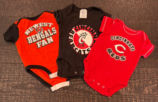 #42 Cincinnati Sports 0-3M Onesie Bundle