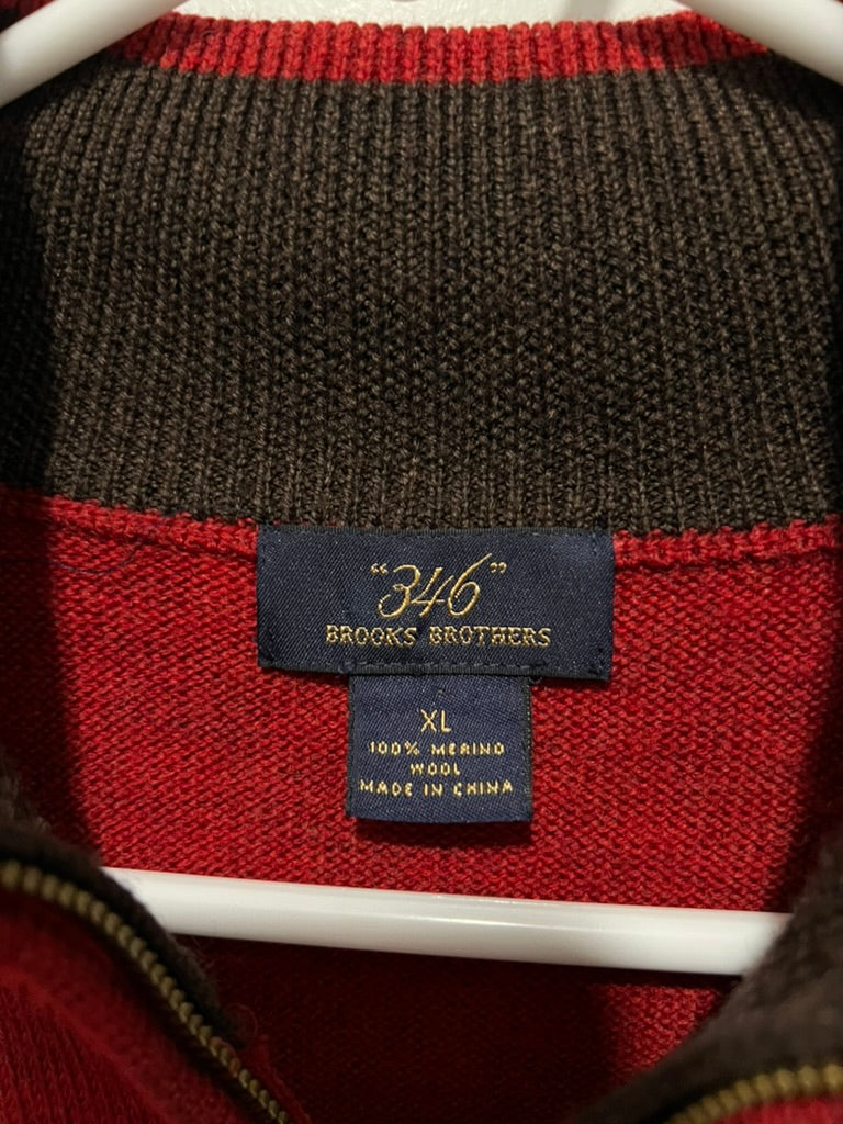 Seller #76 - Brooks Brothers Zip Up Sweater - 100% Merino Wool - Red - Size XL