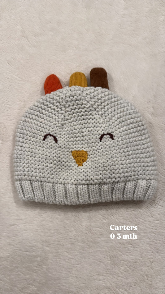 #145 Carters knit turkey hat GN 0-3 mth EUC