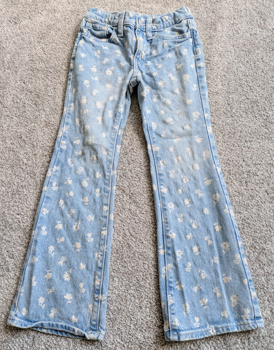 #17 Girls Old Navy Flower high rise Flare Jeans size 8