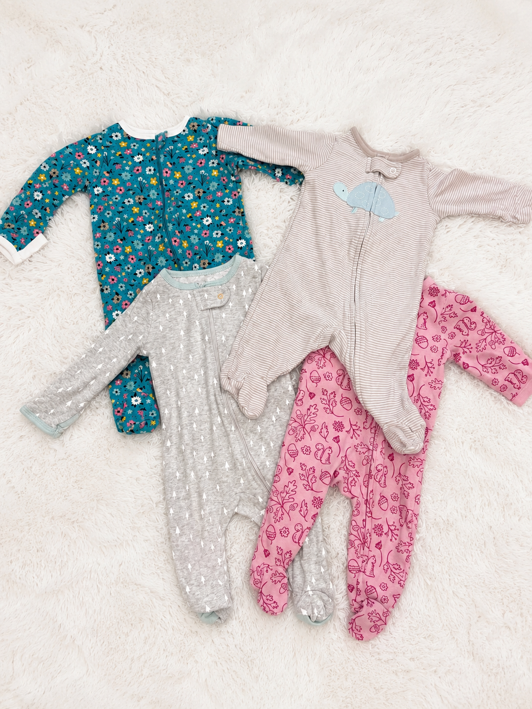 #86 Footed Pajama Bundle (4) Girl 3M