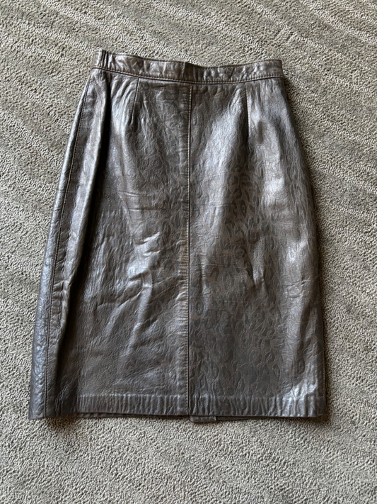 Vintage cheetah print leather skirt