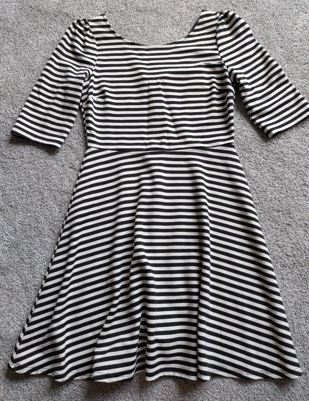 #17 PIXLEY Stitch Fix Kathy Fit & Flare Striped Dress Black/White womens M