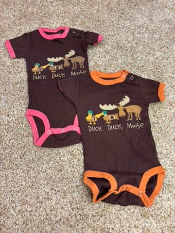 #86A 6mo duck duck moose onesies