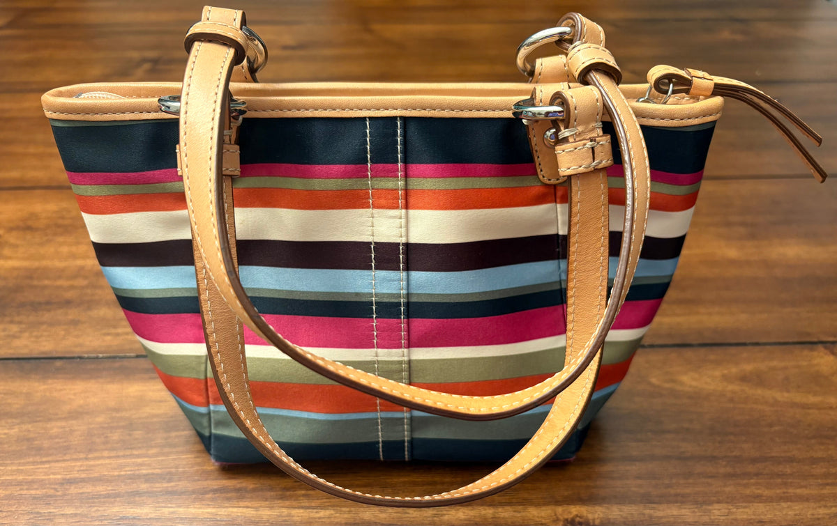 #197 Coach Small Fabric Striped Purse