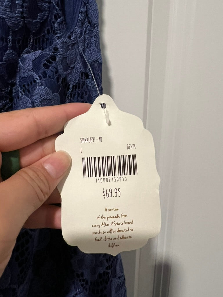 Seller #76 - Altar'd State Mini Dress - Lace - Blue - Size Large - NWT