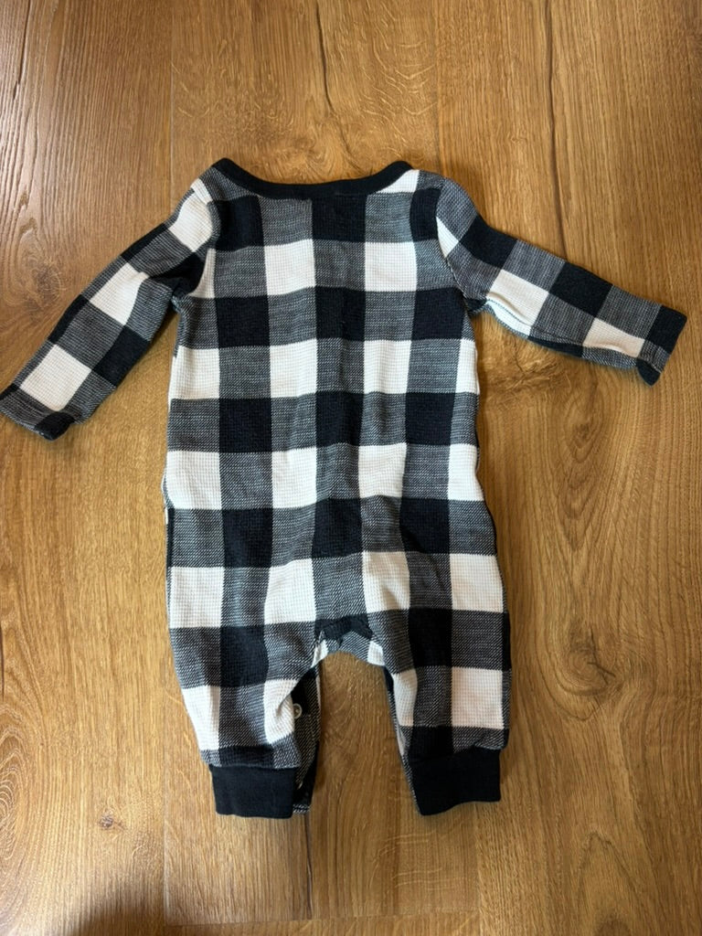 #6 - Old Navy Buffalo Plaid Onesie/PJs - 0-3 months