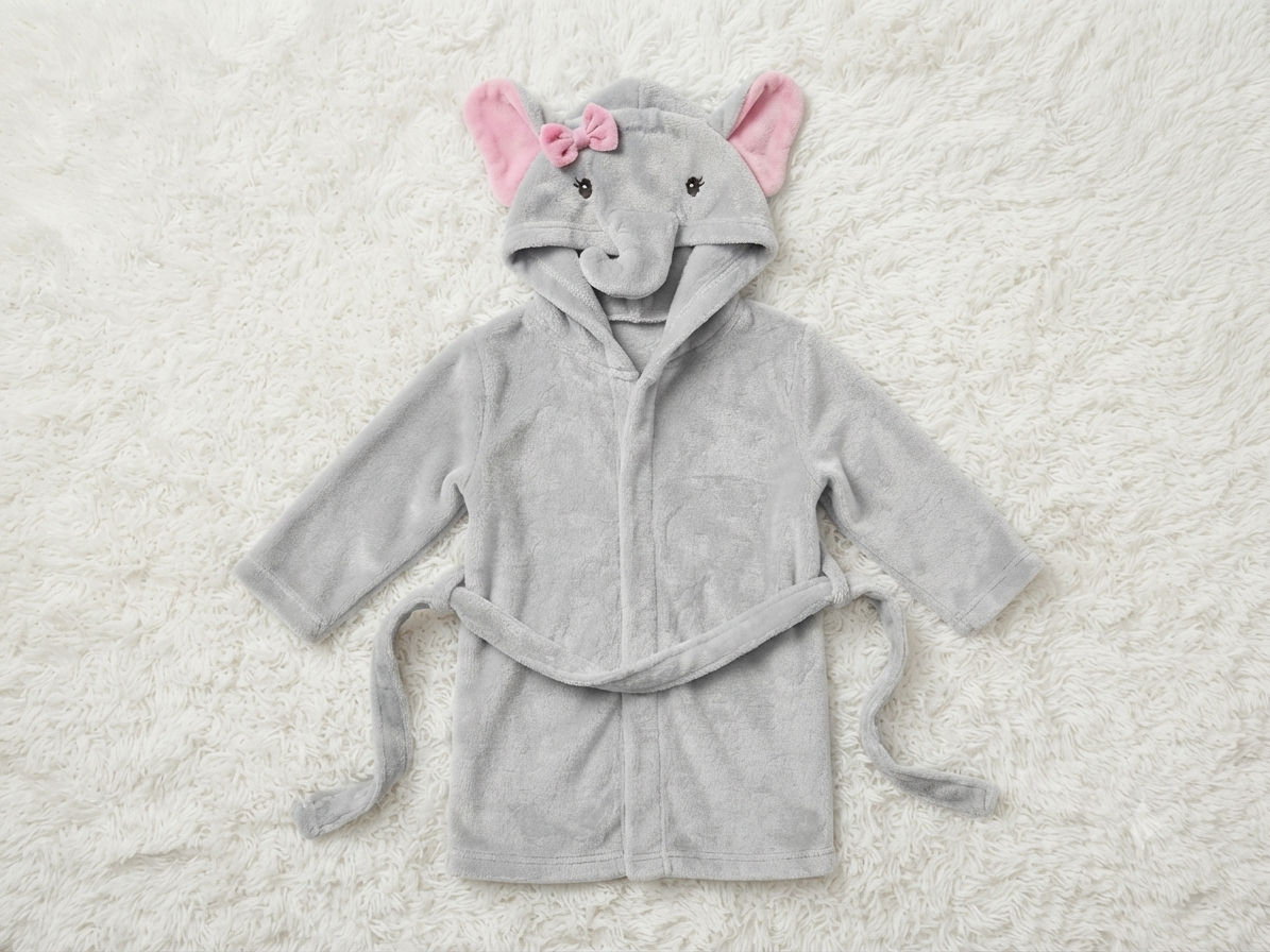 #86 HB Elephant Bath Towel Girl 0-9M