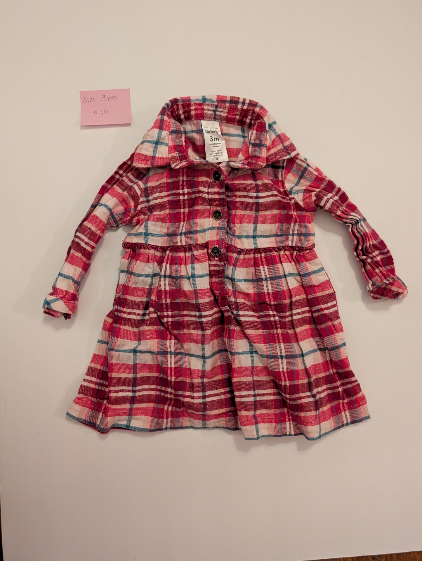Seller 97, Carter's Pink Plaid Button Down Dress, Baby Girl, Size 3mo (item 10)