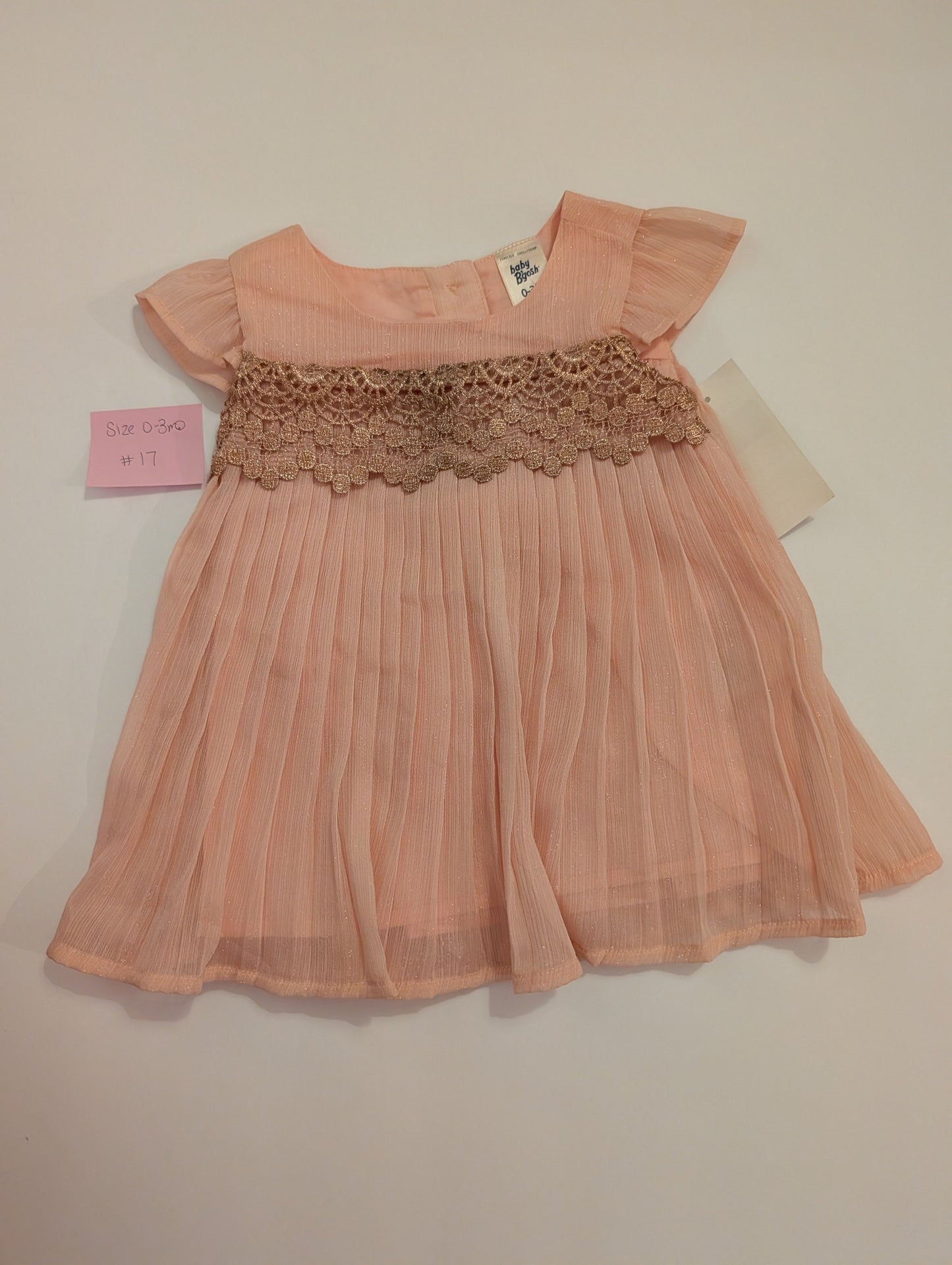 *Reduced* Seller 97, Baby B'Gosh Pink and Gold Applique Dress, Baby Girl, size 0-3mo, NWT (item 17)