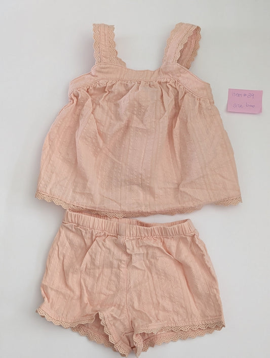 Seller 97, Pale Pink Lace Trimmed Tank Top Set, Size 6mo (item 39)