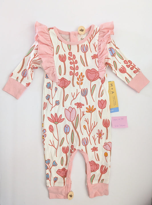 Seller 97, M+A Organic, Floral Onesie, Baby Girl size 3-6mo (item 59)