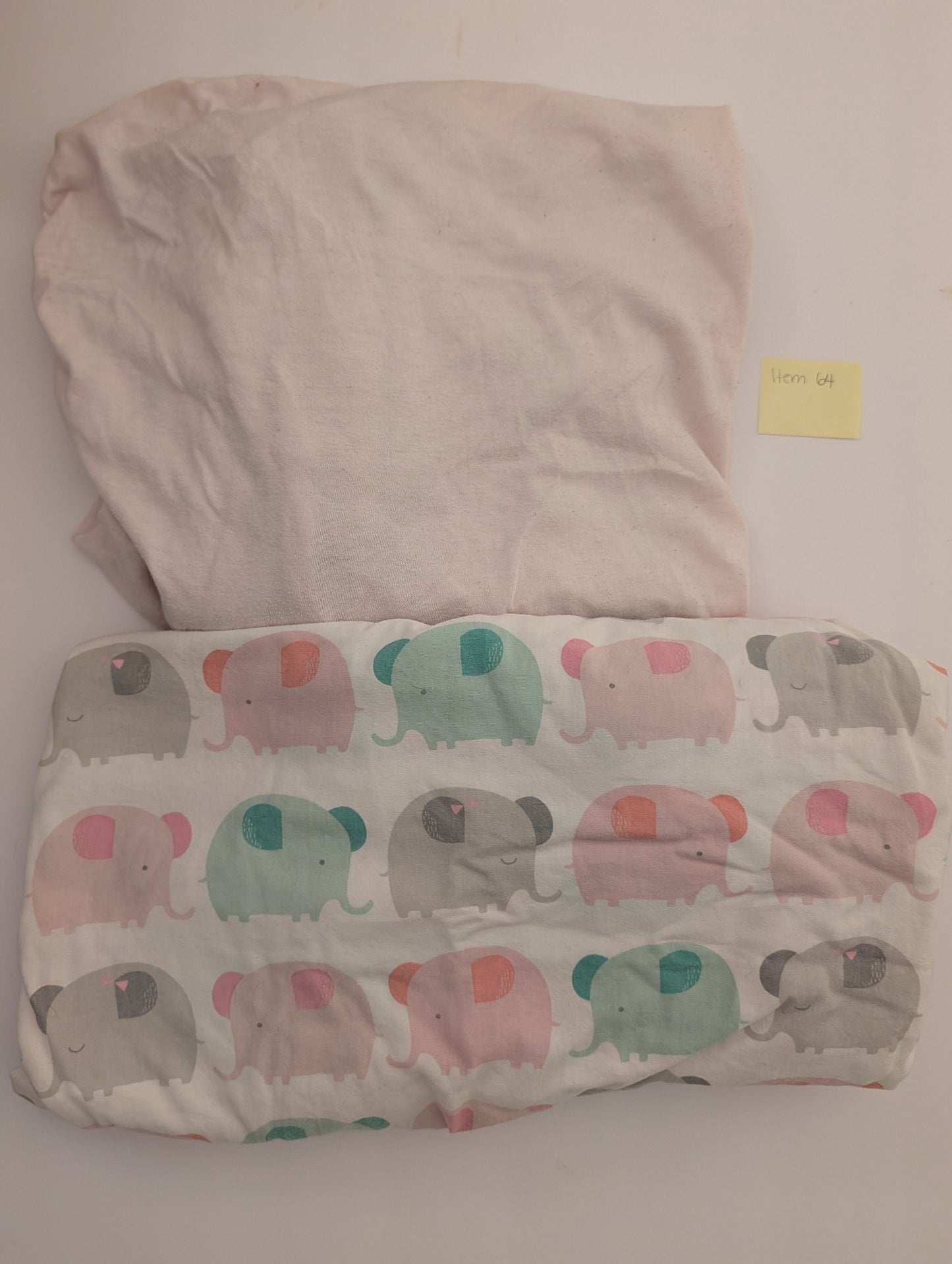 Seller 97, Baby Girl Elephants & Pink Crib Sheets (Item 64)