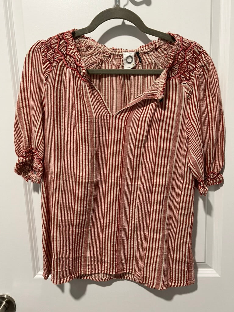 Seller #76 - Anthropologie Chloe Striped Top - Red/White - Size Medium