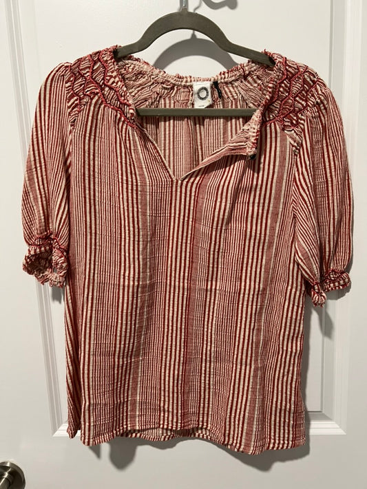 Seller #76 - Anthropologie Chloe Striped Top - Red/White - Size Medium