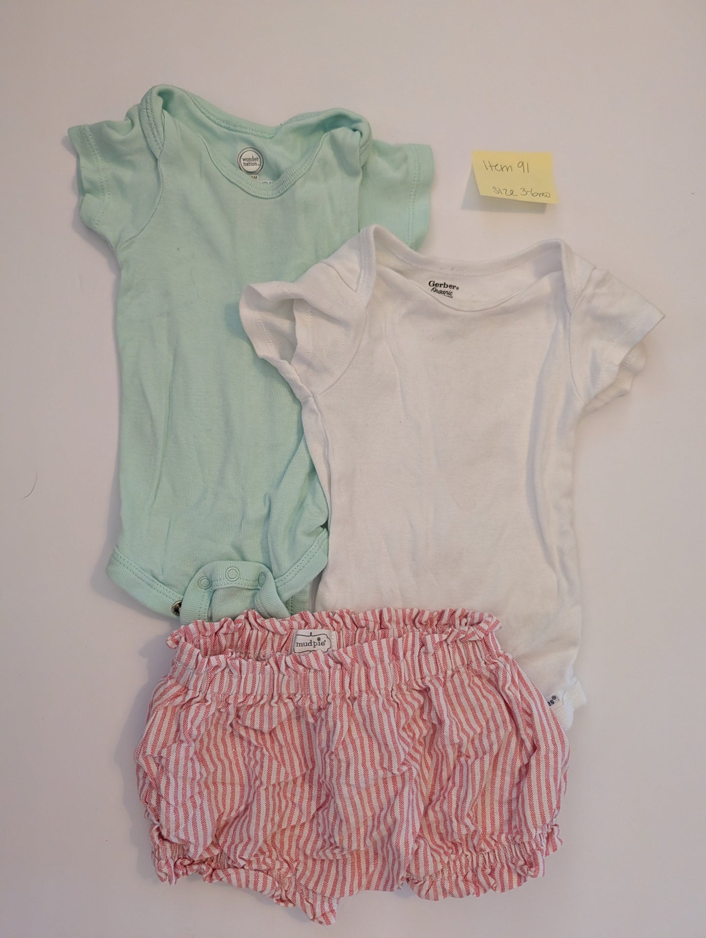 *Reduced* Seller 97, Mud Pie Red Stripped Shorts, baby girl, size 3-6mo (item 91)