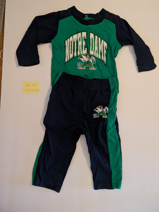 Seller 97, Notre Dame Game Day Set, Baby, size 3-6mo, NWOT, (item 94)
