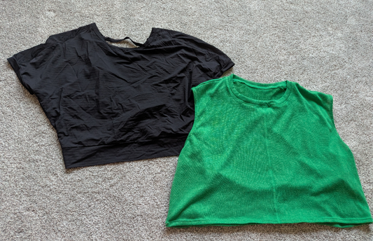 #17 set of 2 open back workout tops women's size M
