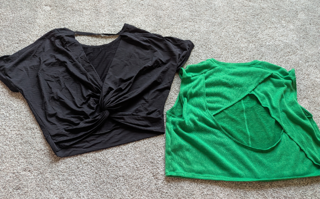 #17 set of 2 open back workout tops women's size M