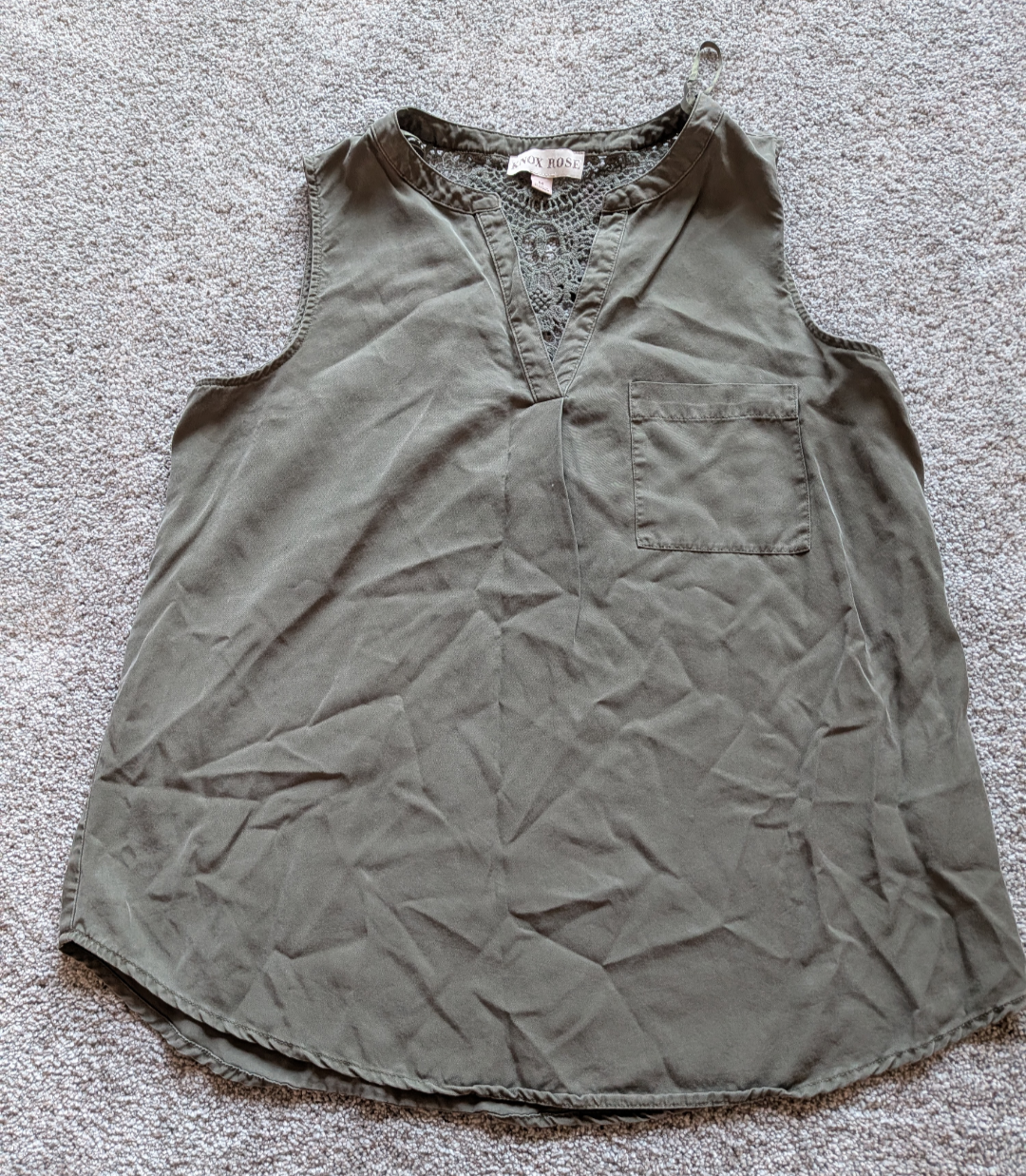 #17 Knox Rose detailed top, olive green, women's size M