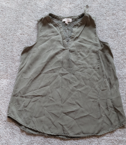 #17 Knox Rose detailed top, olive green, women's size M