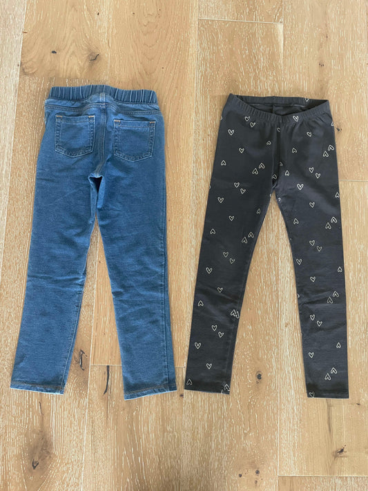 #222 Cat & Jack Girls Size 5 Jegging and Hearts Leggings Bundle