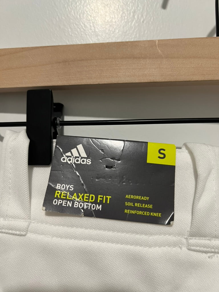 Seller #76 - Adidas Boys Triple Stripe Open Bottom Pant White Size Small Aeroready NWT $25