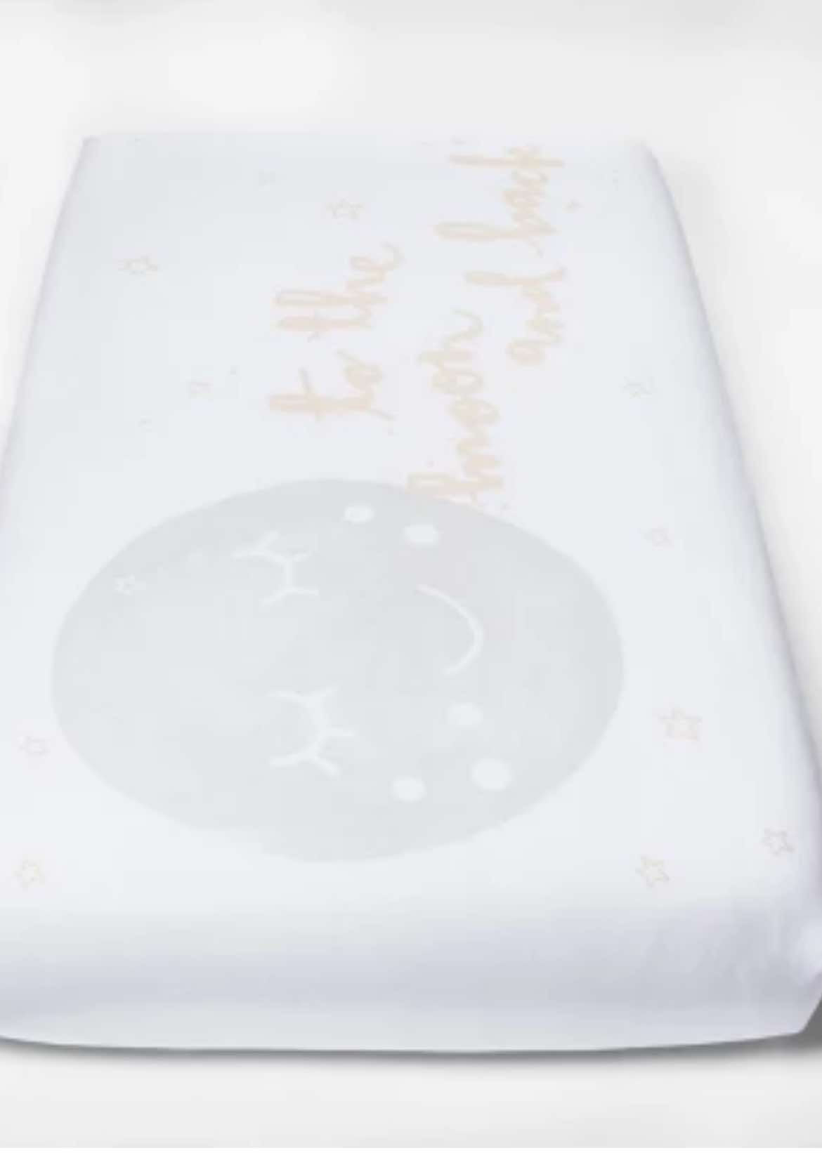 #98 Love you to the moon and back crib sheet