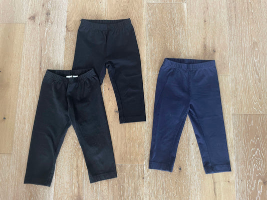 #222 Hanna Andersson Girls 5 Black and Blue Capri Leggings Bundle