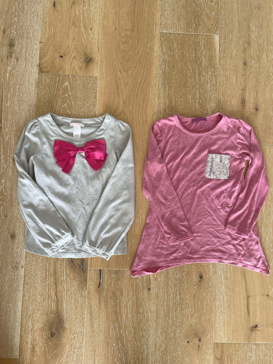 #222 Janie and Jack and Aqua Girls Size 6 Shirts with Bow and Sequins Bundle