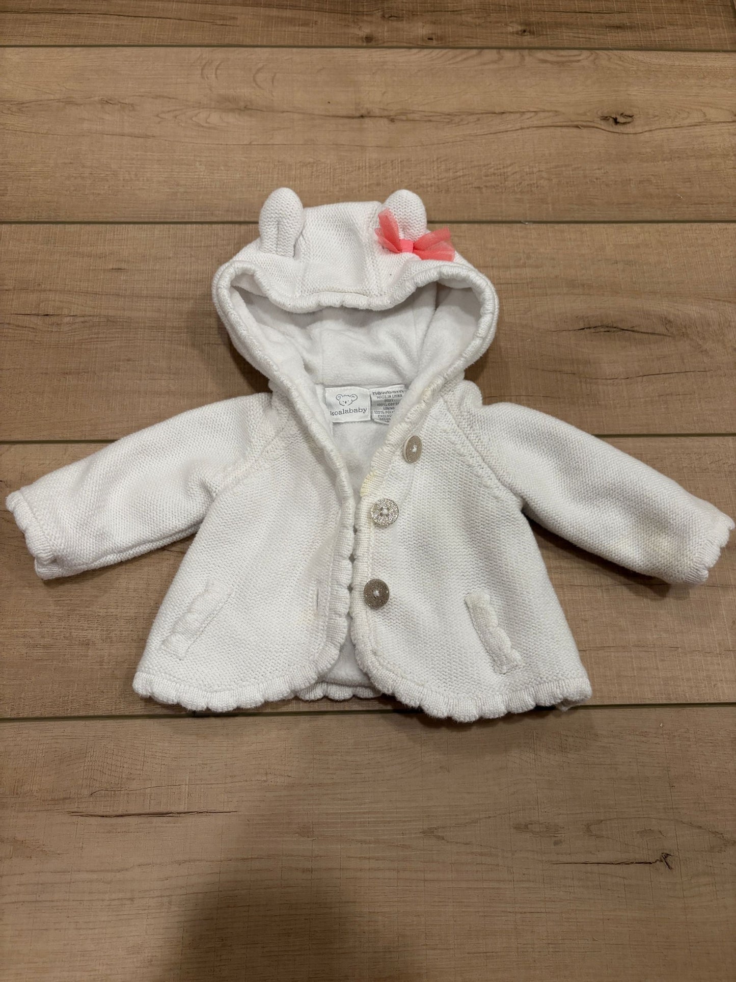 #37 NB Girls Koala Baby Fleece Lined Jacket with Ears on Hood - see description