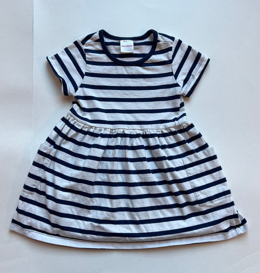 Girls 90 (3T) Hanna Navy and White Striped Dress with Pockets