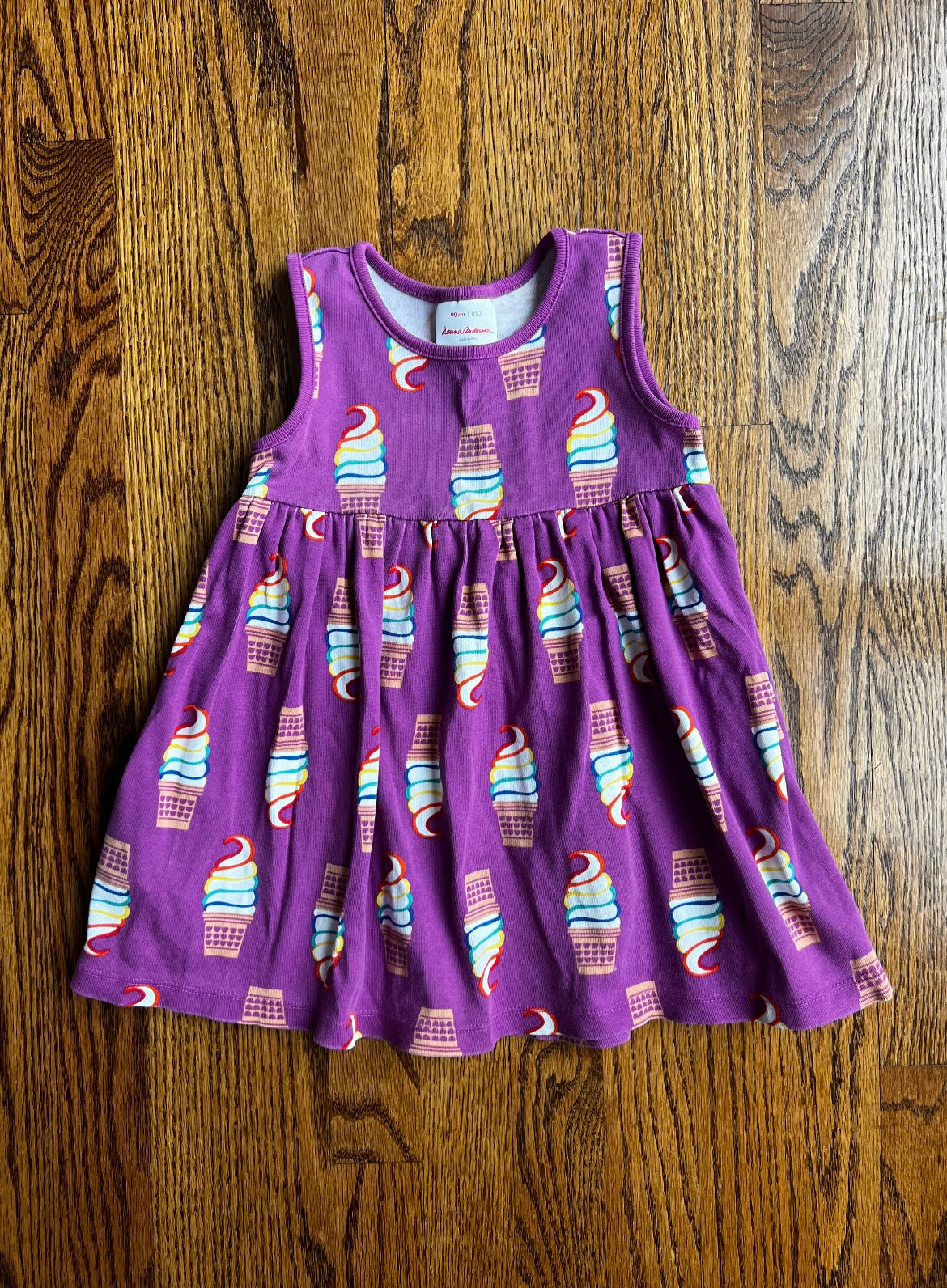 Seller #115 - Hanna Andersson Girls 3T / 90cm Purple Rainbow Ice Cream Dress, GUC (Read Description!)