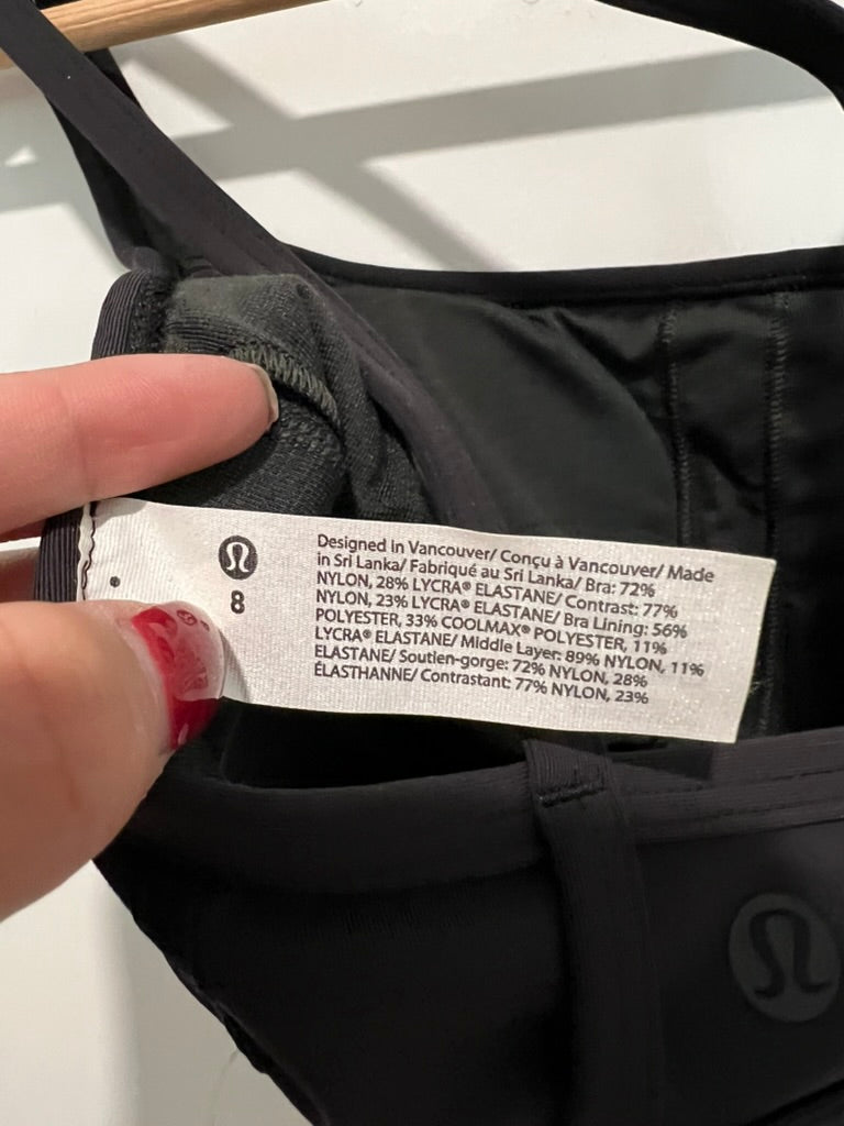 Seller #76 - Lululemon Logo Train Strappy Bra Black Size 8 NWT $68