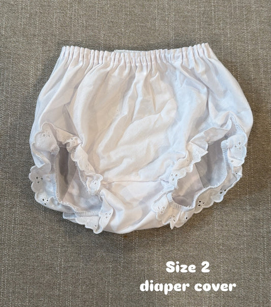 #145 eyelet trim size 2 diaper cover Girls EUC
