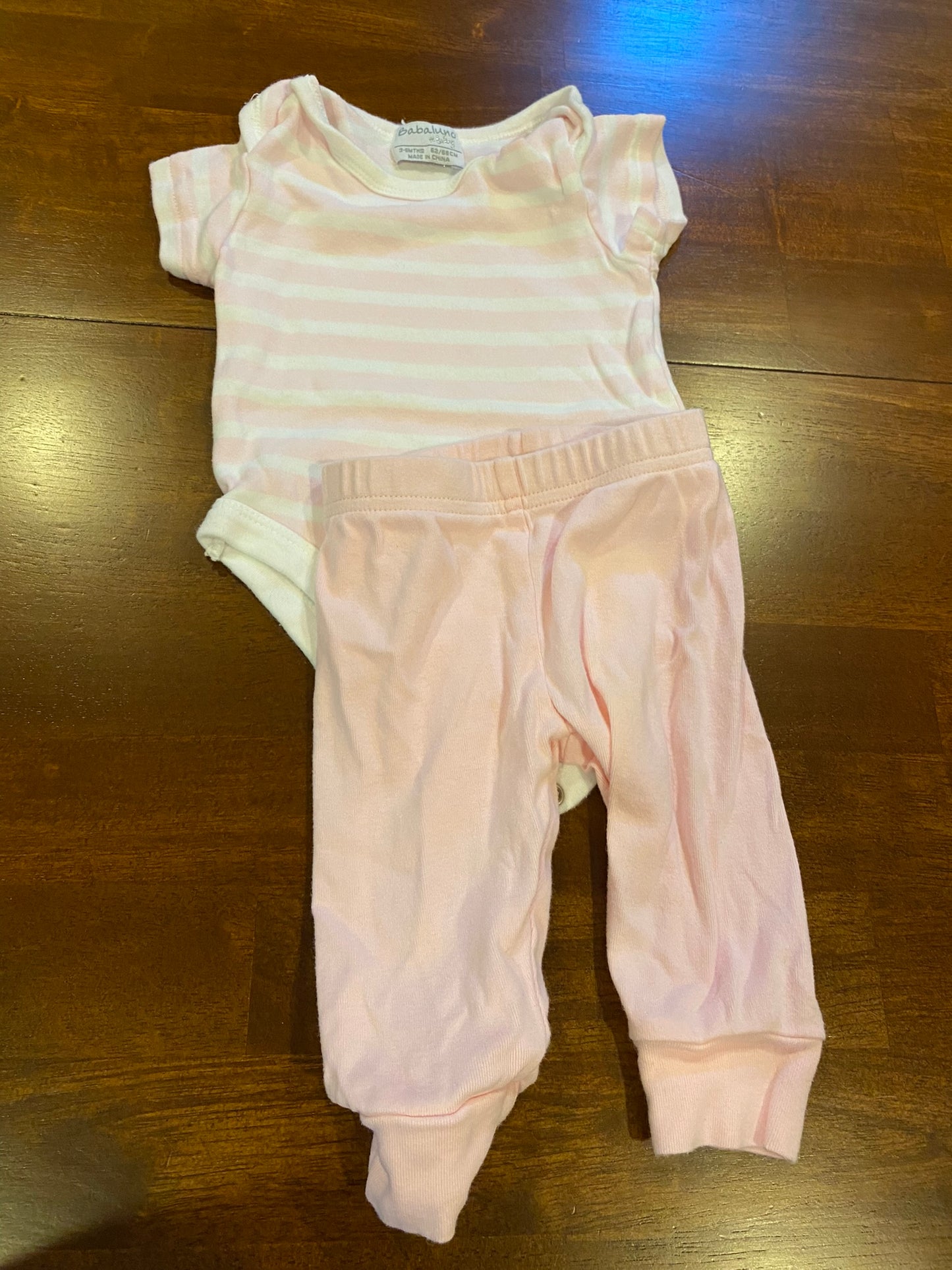 77A Girl's 3-6mo Pink Stripe outfit