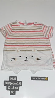H&M 12-18 mo kitty shirt