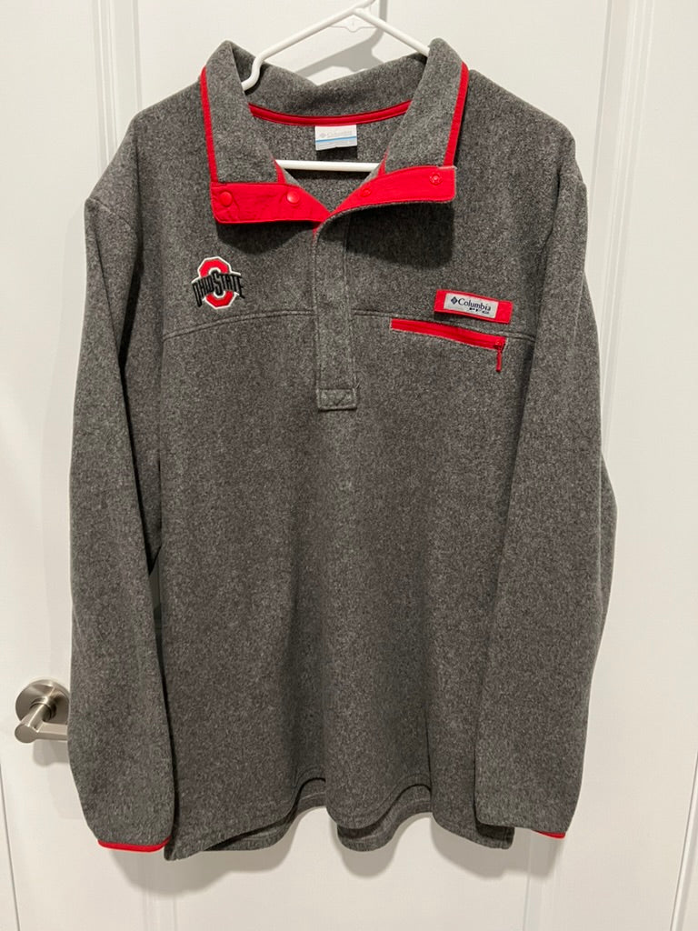 Seller #76 - Columbia The Ohio State University Pullover - Grey/Red - Men's Large