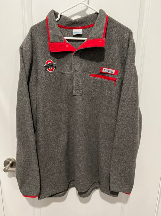 Seller #76 - Columbia The Ohio State University Pullover - Grey/Red - Men's Large