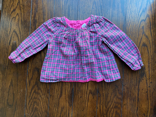 24M Baby Gap Pink Plaid Tunic with Gold Sparkle Girl's Size 18-24 months