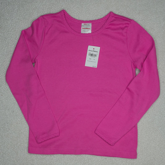 #31 Girls' Hanna Andersson Long Sleeve Bright Pink Shirt, Size 110 (5), NWT